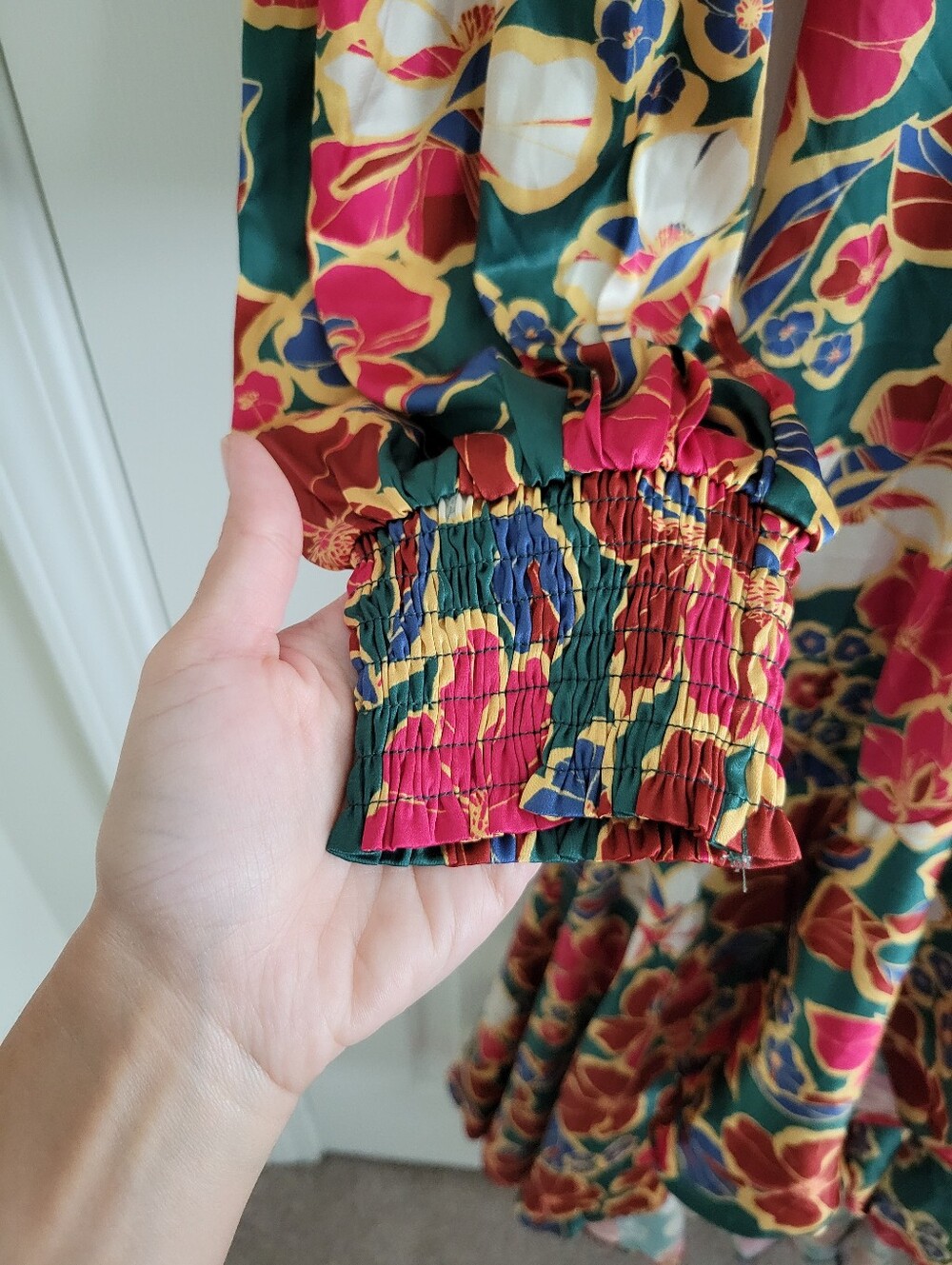 NWT High-Low Green Floral Dress - Picture 3 of 8